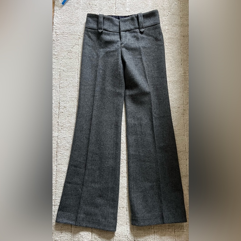 Custom wool silk lined Gray Wide-Leg Trousers